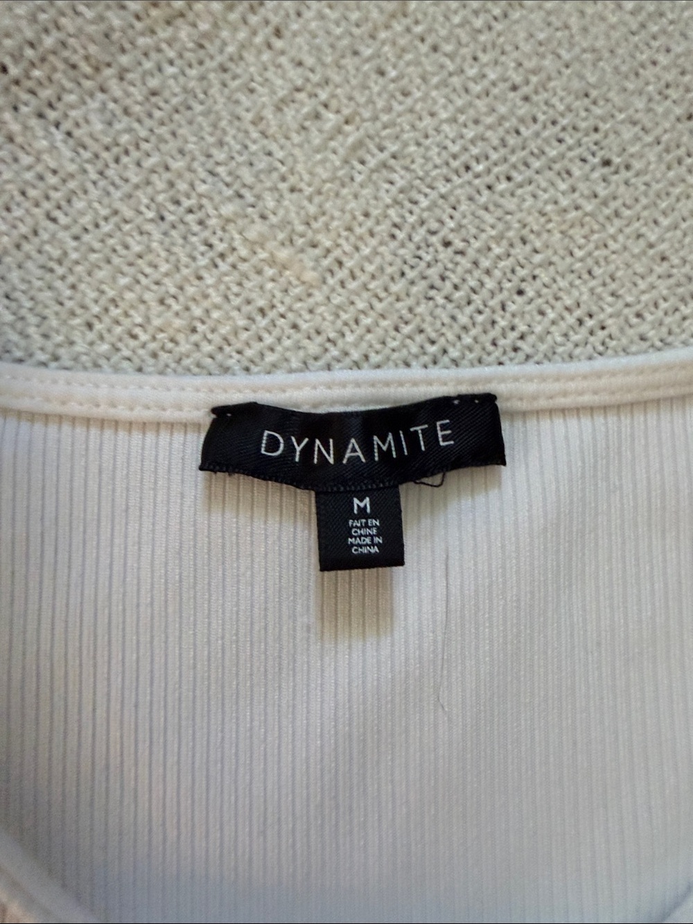 Dynamite Cream Ribbed Tank with Diagonal Seam - Picture 2 of 3